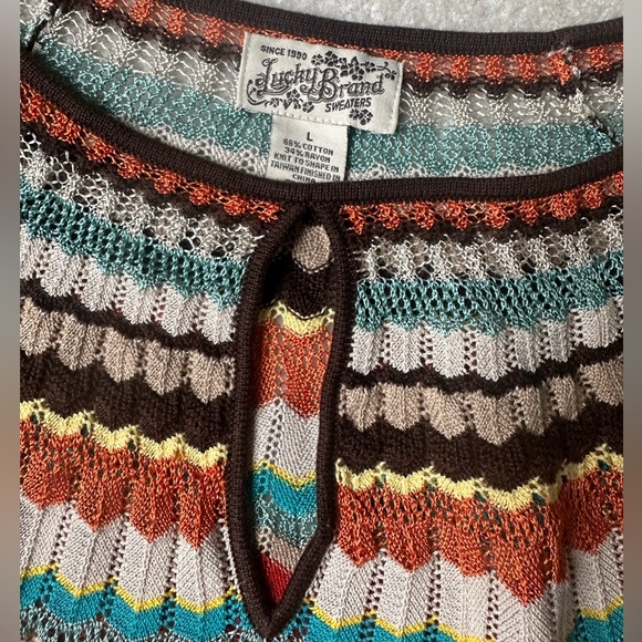 Lucky brand Chevron poncho blouse size 38 - Picture 2 of 5